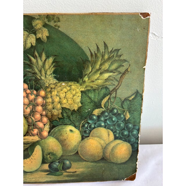 Mid 20th Century Vintage Still Life Fruit Print on Wood Panel For Sale - Image 5 of 10