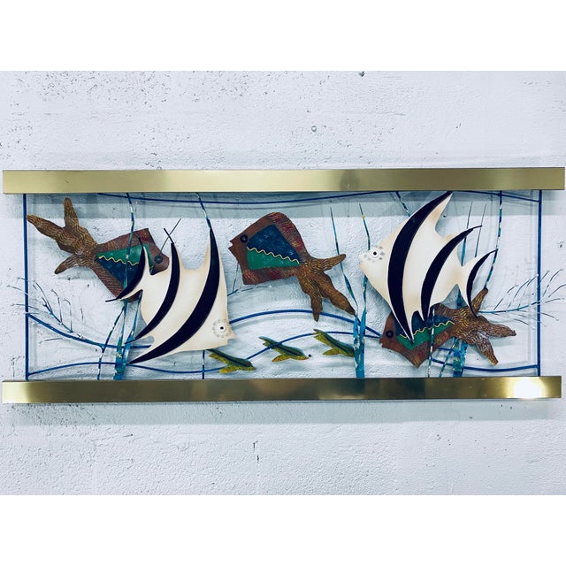 Tropical Fish in Aquarium Wall Art Sculpture, C Jere Chairish