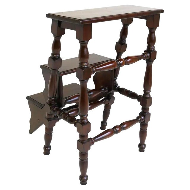 Antique English Victorian Library Stairs, 1920s For Sale - Image 13 of 13