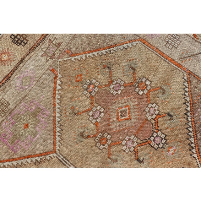 Vintage Turkish Kars Gallery Runner in Brown Color, Tan, Taupe and Orange 5'9 X 13'4 For Sale - Image 9 of 10