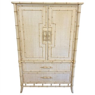 1970's Faux Bamboo Yellow Armoire by Century Furniture For Sale