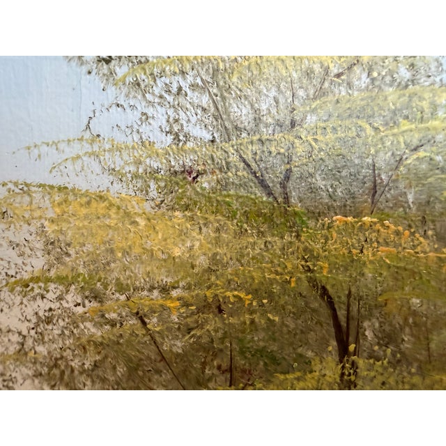 Green Vintage Original Oil Painting on Canvas, Landscape, Framed Art For Sale - Image 8 of 9