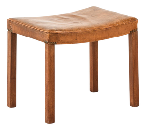 Stool in Mahogany, Leather and Brass from Frits Henningsen, 1940s
