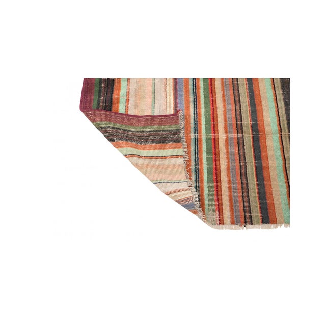 1960s Striped Vintage Decorative Rug - 3`0″ X 6`11″ Ft. For Sale - Image 5 of 6