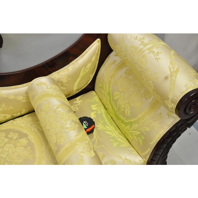 Antique American Empire Neoclassical Carved Mahogany Sofa With Gold Fabric For Sale - Image 13 of 18