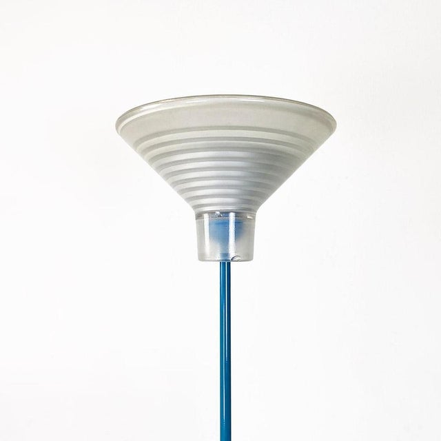 1980s Italian Modern Light Blue Metal and Glass Floor Lamp, 1980s For Sale - Image 5 of 15