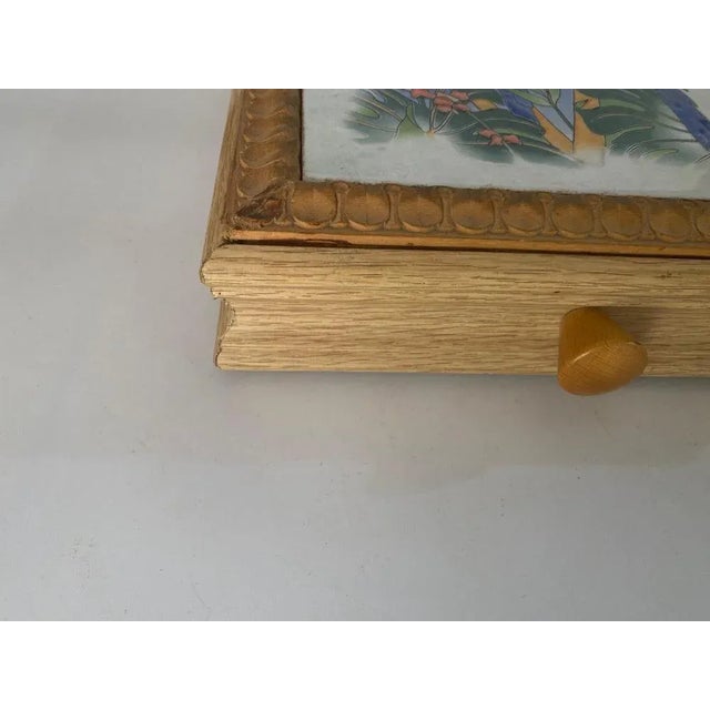 1960s Ceramic Center Table or Trivet with a Wood Box, France, 1960s For Sale - Image 5 of 13