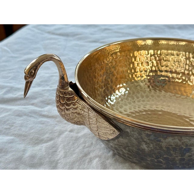 Vintage Solid Brass Swan Bowl For Sale - Image 9 of 11