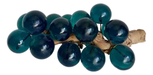 Mid-Century Modern Teal Lucite Grape Cluster on Driftwood Sculpture