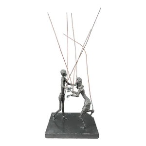 Fred Wertlieb 1969 Signed Brutalist Metal Copper String Puppet Sculpture
