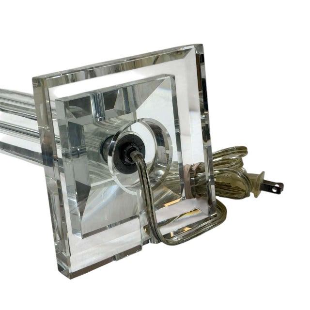 1970s Neoclassical Crystal Column Table Lamp For Sale - Image 9 of 9