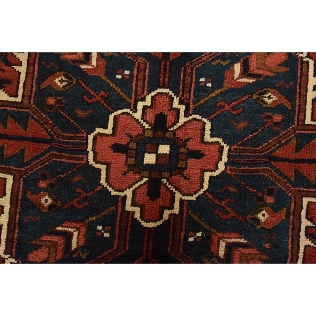 Heriz Rug 9’9” X 13’2” Red Wool Vintage Traditional Hand-Knotted Carpet For Sale - Image 11 of 15