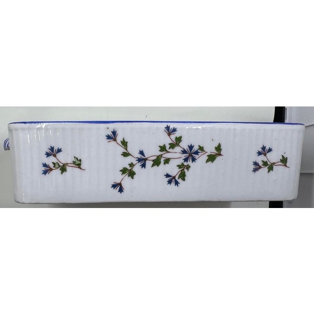 Antique Victorian French Porcelain Covered Sardine Dish With Delicate Hand-Painted Cornflower Pattern For Sale - Image 9 of 12