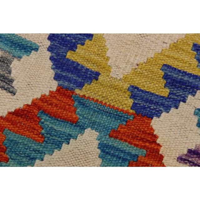 Caucasian Kilim Beige Blue Wool Rug - 3'2" X 4'9" For Sale In New York - Image 6 of 7
