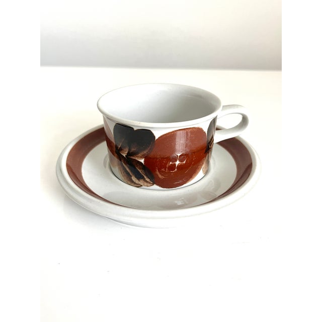 Ceramic Vintage 1970s Arabia of Finland Rosmarin Brown Demitasse Set of 6 Cups and 6 Saucers For Sale - Image 7 of 10