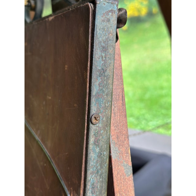 Art Nouveau French Style Cast Iron Wall Mirror With Applied Brass Rosettes & Beveled Etched Glass For Sale - Image 9 of 12