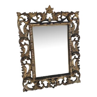 Antique Italian Florentine Gilded Wood Mirror. For Sale