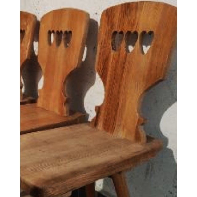 Wood Folk Art Pine Wood Chairs, 1970s, Set of 3 For Sale - Image 7 of 15