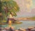 This antique painting is a colorful gem! An impressionistic, plein air landscape featuring a beautiful lake and nature...