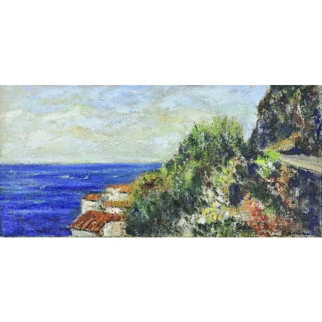 Pino Romanò, View of Costa Viola, Oil Painting, 1990s For Sale - Image 4 of 4