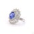 Modern 2.58 Carat Old European Cut Diamond Blue Sapphire Gold Ring, Size 6.5 For Sale - Image 3 of 9