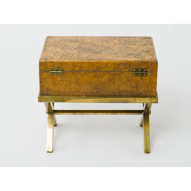 Leather Trunk on Brass Base by Hart Associates For Sale - Image 11 of 12