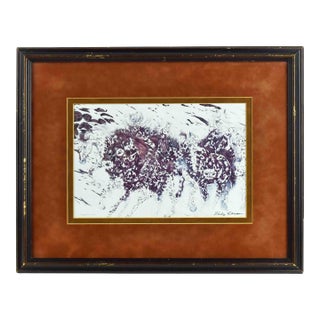 Late 20th Century Judy Larson "Mixed Company" Horses Wildlife Signed Print - Framed For Sale