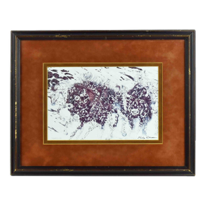 Late 20th Century Judy Larson "Mixed Company" Horses Wildlife Signed Print - Framed