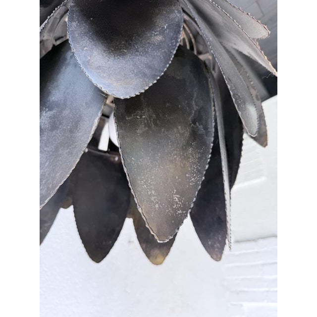 Brutalist Welded Metal Flower Pendant Light, 1970s For Sale - Image 14 of 18
