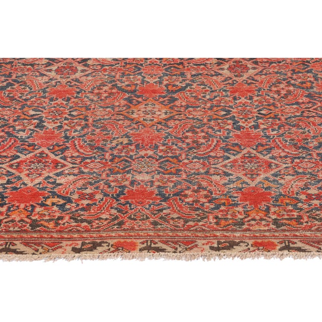Distressed Antique Persian Malayer Rug - 04'01 X 05'11 For Sale - Image 4 of 9