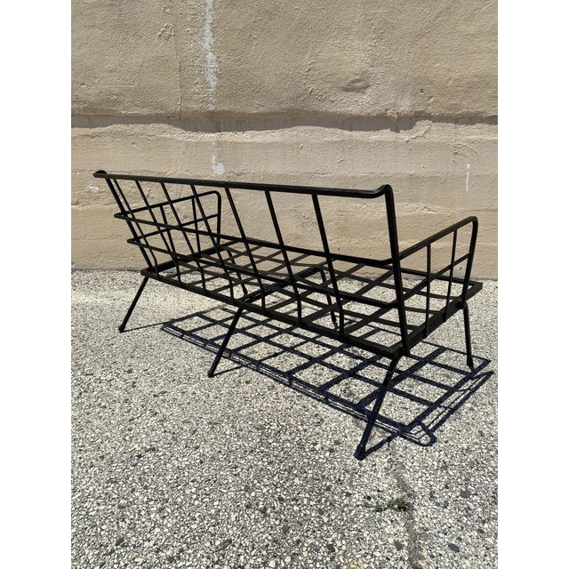Metal Vintage Mid Century Modern Black Wrought Iron Arthur Umanoff Style Sofa For Sale - Image 7 of 9