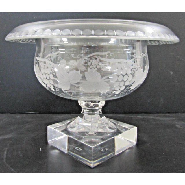 William Yeoward Cordelia Footed Grapevine Etched Compote Rose Bowl For Sale - Image 11 of 17