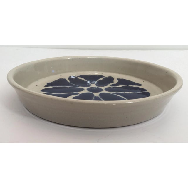 Greige Hand Thrown Glazed Signed Artisanal Ceramic Pottery Bowl For Sale - Image 8 of 12