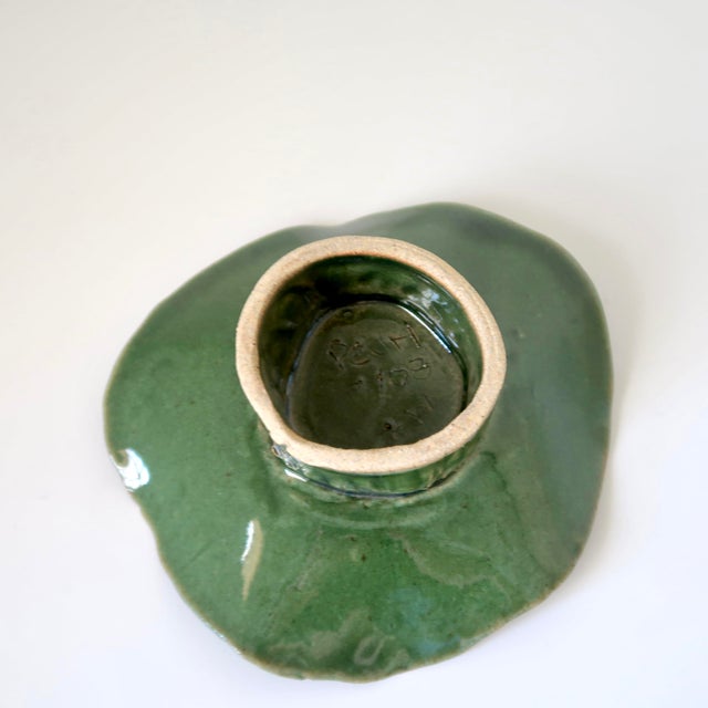 Handmade Ethereal Botanical Studio Pottery Pedestal Compote Catchall Bowl With Leaf Motif For Sale - Image 14 of 14