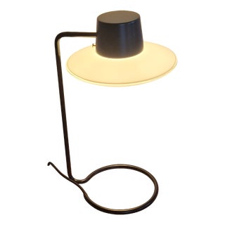 Oxford A.J. Lamp in Black Steel and Opal Blown Glass by Arne Jacobsen for Louis Poulsen, 1963 For Sale