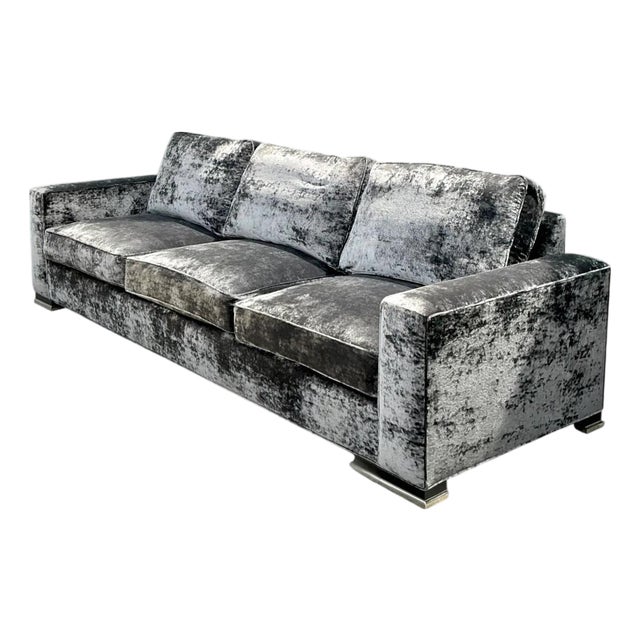 Vintage Monumental Swaim Velvet Sofa For Sale