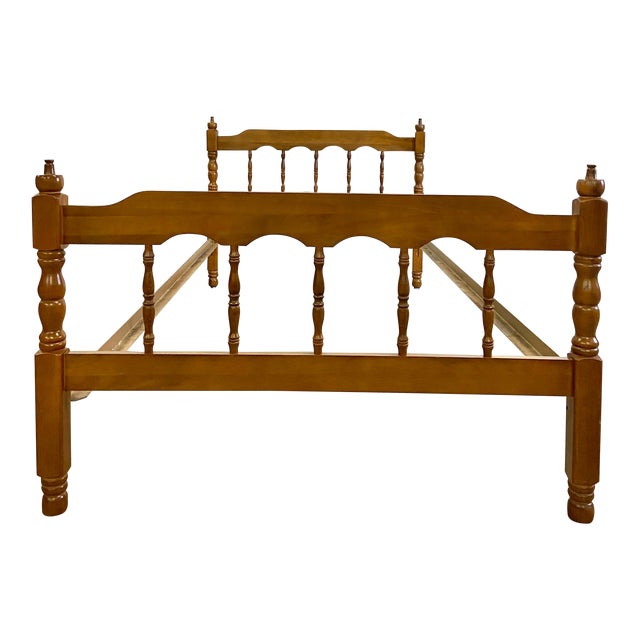 Vintage Twin Size Maple Wood Low Poster Bed With Acorn Finials Chairish