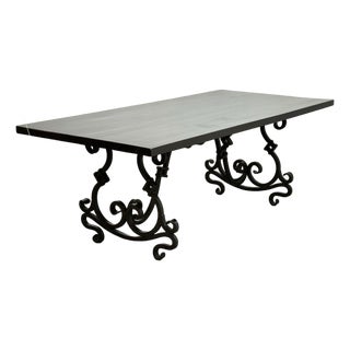 Wrought Iron Wood Dining Table For Sale