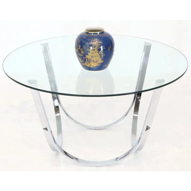 Chrome Tall Round Center Coffee Table Chrome and Glass For Sale - Image 8 of 11