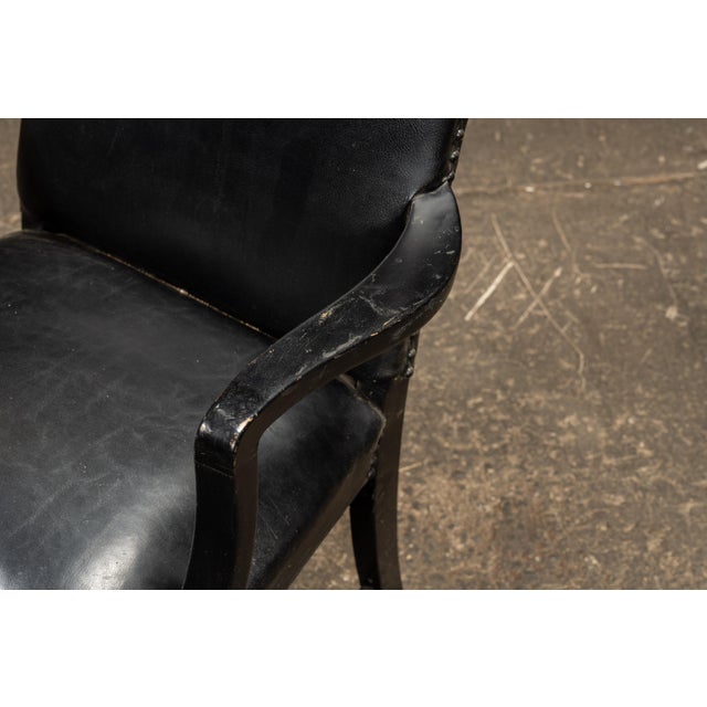 Pair of Black Leather Revival Armchairs With Nailhead Trim For Sale - Image 10 of 12