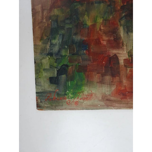 Vintage late 20th century oil on masonite impressionsit portrait painting of man with mustache by Ahuva Shweiki (20th...