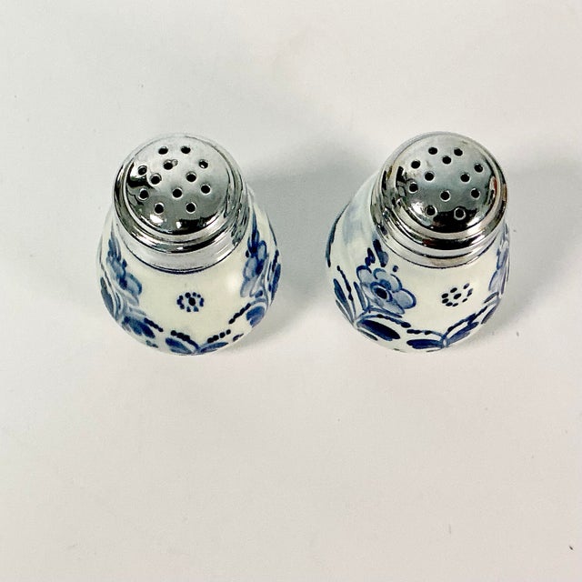 Ceramic 1940s Vintage Delft Rustic European Salt & Pepper Shakers - A Pair For Sale - Image 7 of 9