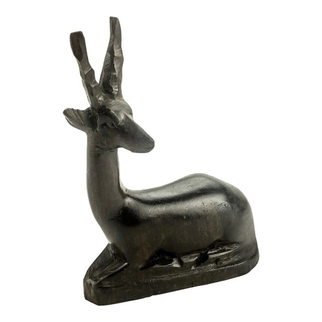 Hand Carved Wood Gazelle Deer Animal Decoration For Sale