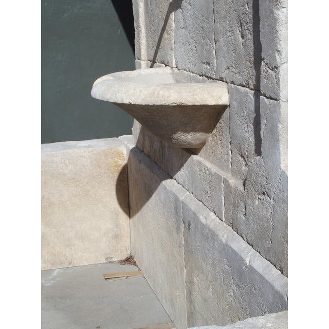 French Country Sigonce Large Carved Spill Bowl Limestone Wall Fountain From Provence, France For Sale - Image 3 of 18