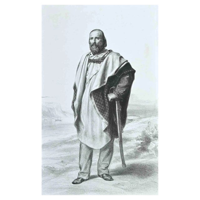 Unknown, Portrait of Giuseppe Garibaldi, Original Lithograph, 19th Century For Sale