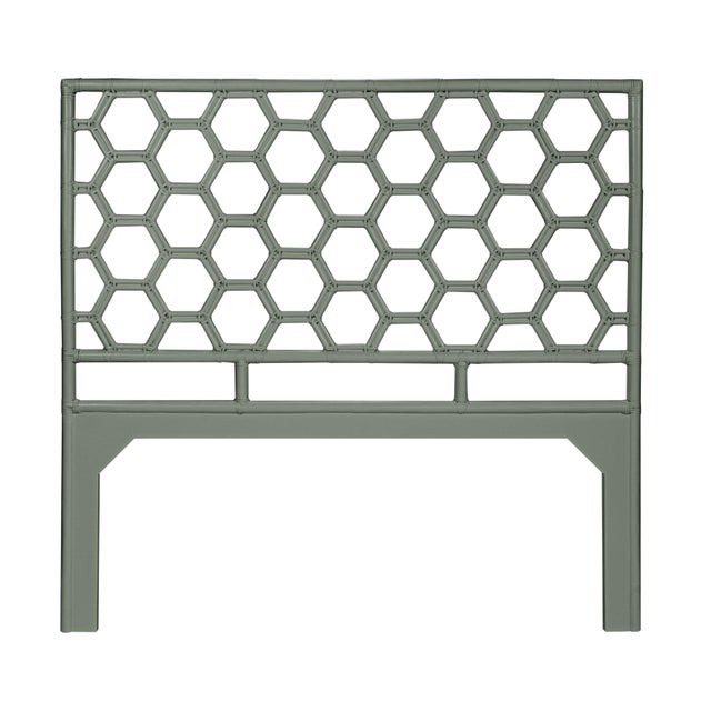 Coastal Honeycomb Platform Bed Queen, Evergreen For Sale - Image 3 of 6