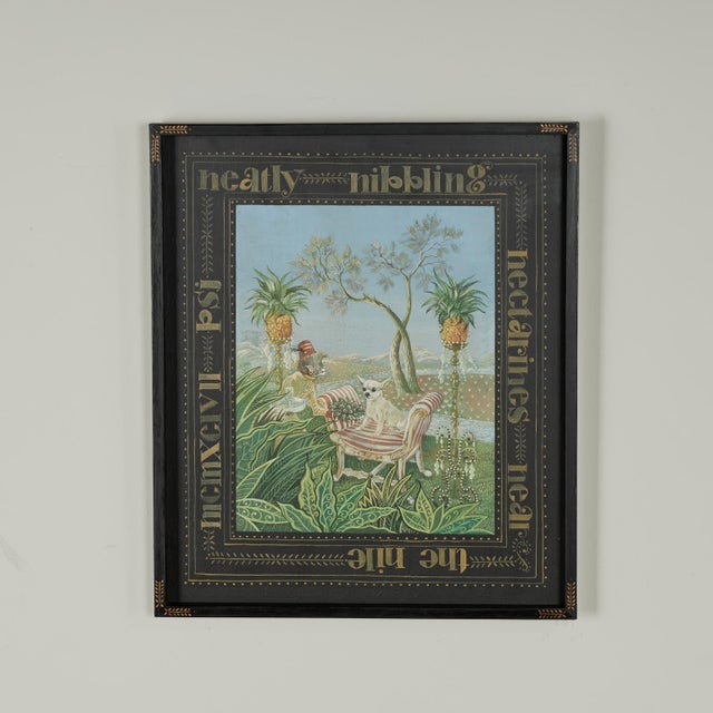 Pair of Vintage Whimsical Paintings of Dogs in Decorative Frames by Stephanie Hoppen For Sale - Image 12 of 18
