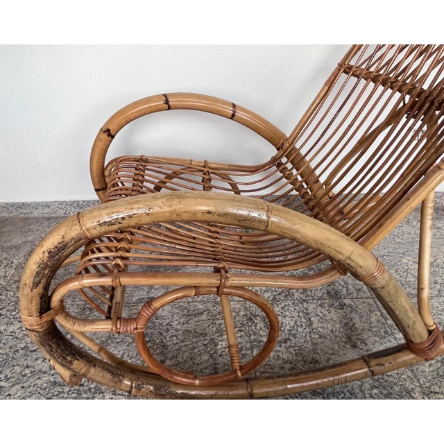 Vintage Boho Rocking Chair in Bamboo by Franco Albini for Veranda or Terrace, Italy, 1950s For Sale - Image 17 of 18