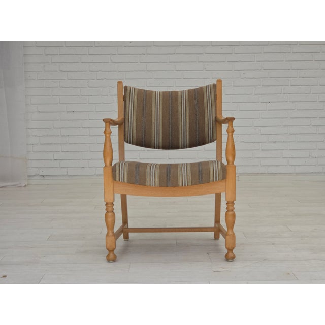 Scandinavian Armchairs in Furniture Wool, Oak Wood, 1970s, Set of 2 For Sale - Image 12 of 18