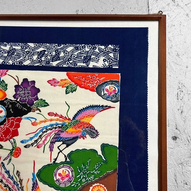 Mid-Century Modern Bingata Okinawan Textile, Ryukyu, Japan, 1960s For Sale - Image 3 of 12